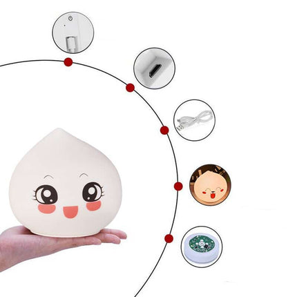 Silikone fersken natlampe med touch
