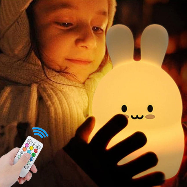 Kanin LED natlampe med fjernbetjening