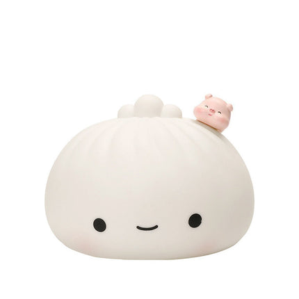 Kawaii dumpling natlampe i blød silikone