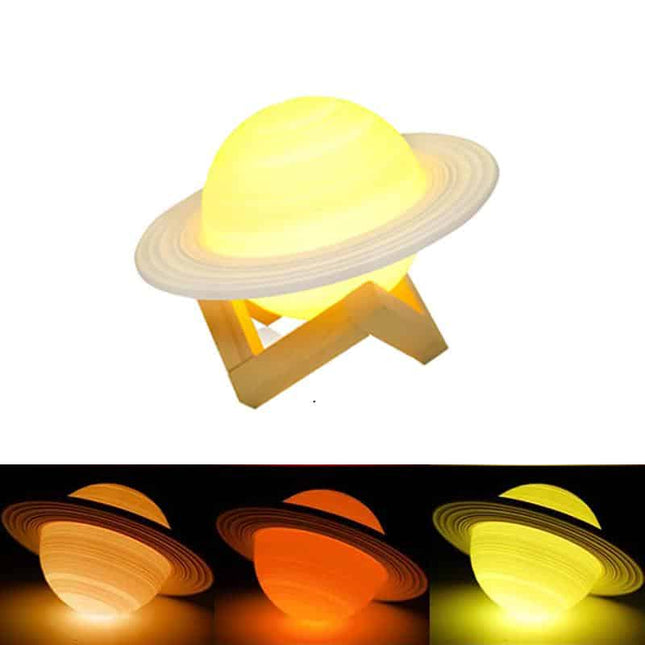 Saturn planet 3D LED natlampe