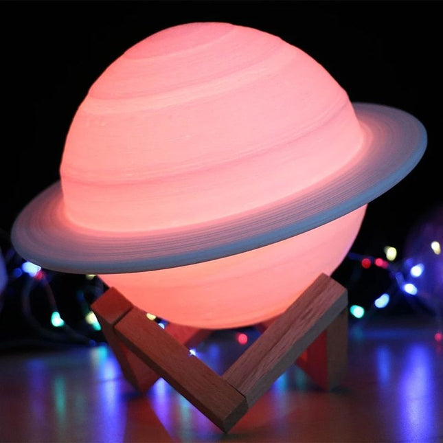 Saturn planet 3D LED natlampe