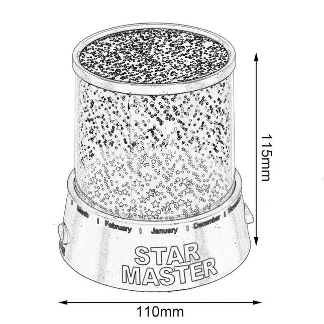 LED natlampe projektor med stjernehimmel