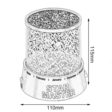 LED natlampe projektor med stjernehimmel
