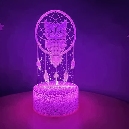 3D ugle natlampe med drømmefanger