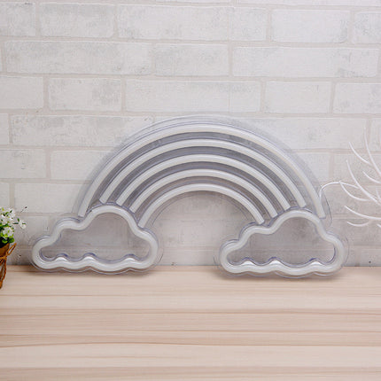 Regnbue neonskilt til væggen