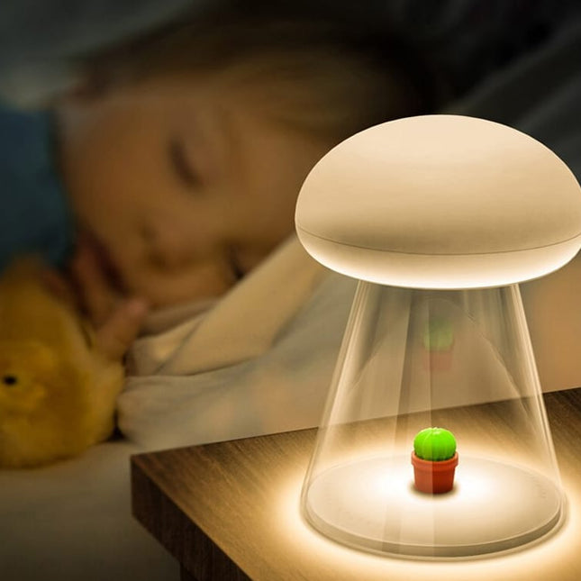Svamp natlampe med musik og touch
