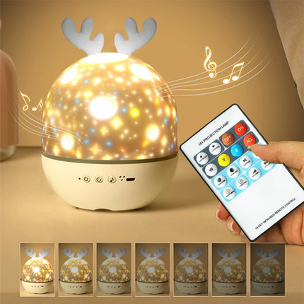 Musikalsk stjerneprojektor med fjernbetjening til baby