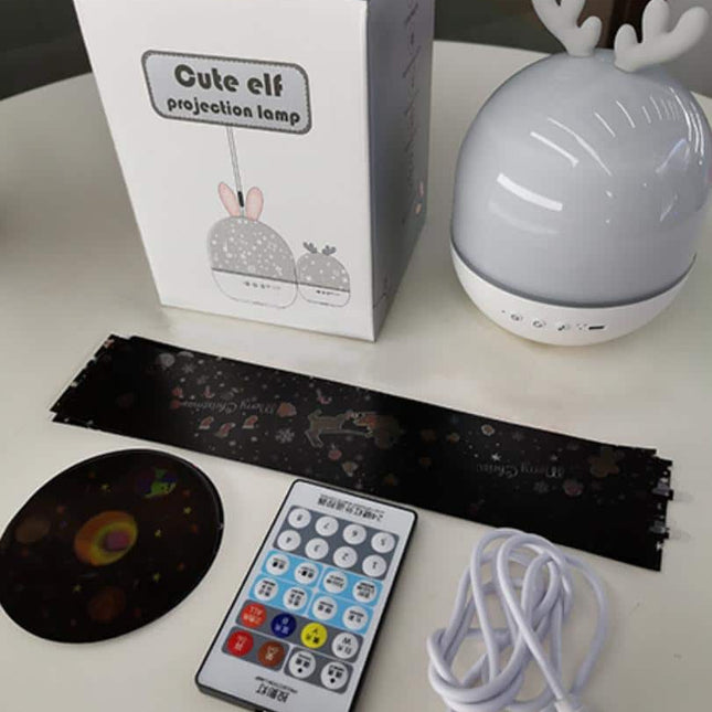 Hjort natlampe med musik og projektor