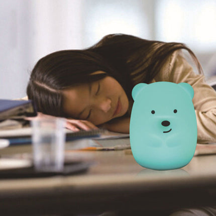 Bjørne natlampe i silikone med fjernbetjening