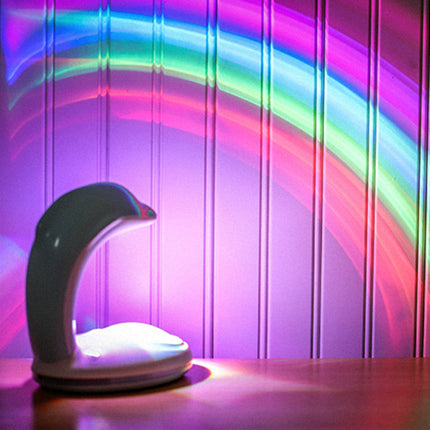 Farverig hval natlampe med regnbueprojektor