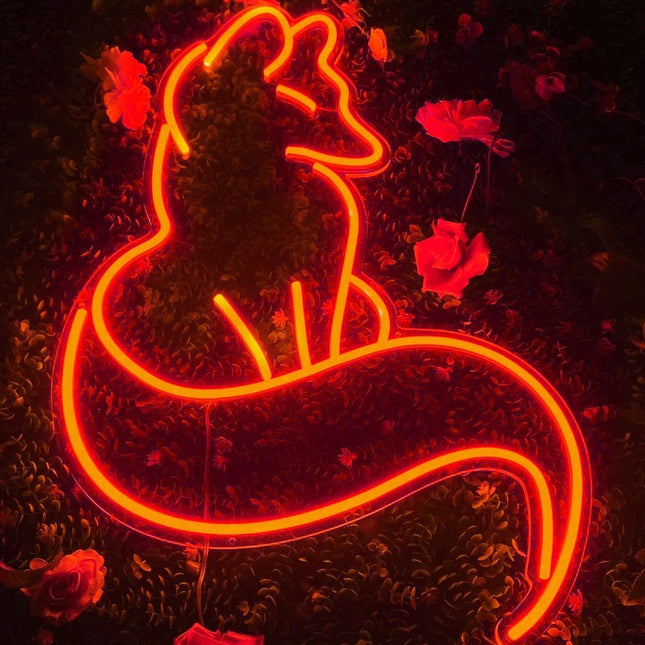 LED neonskilt med siddende ræv