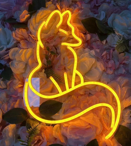 LED neonskilt med siddende ræv