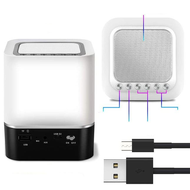 Natlampe med Bluetooth højttaler og ur