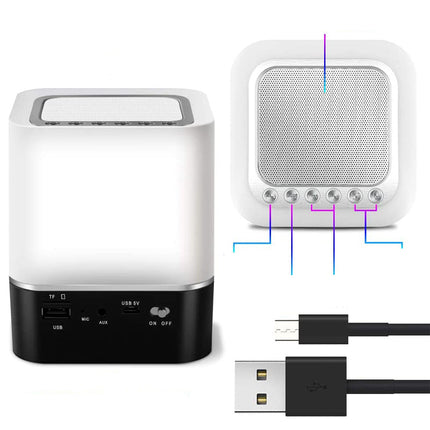 Natlampe med Bluetooth højttaler og ur