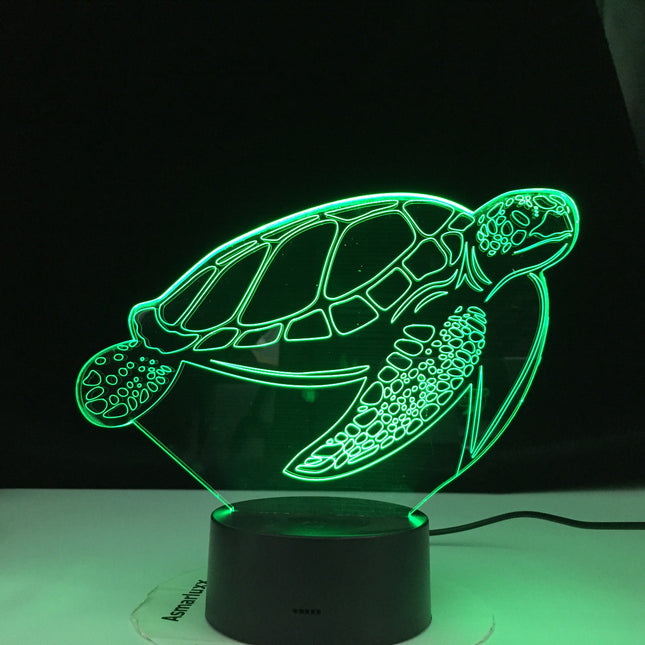 3D skildpadde natlampe med touch funktion