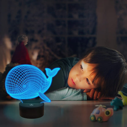 3D illusion natlampe med hval motiv