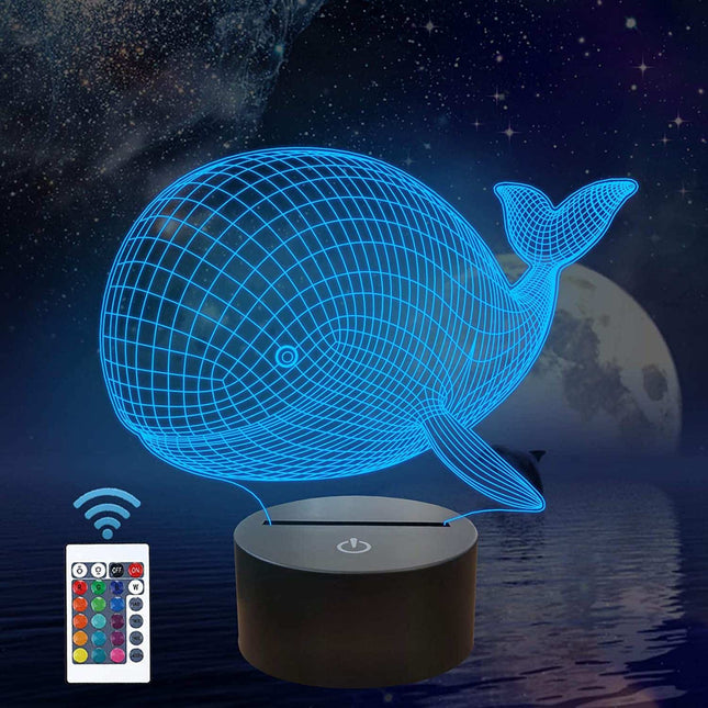 3D illusion natlampe med hval motiv