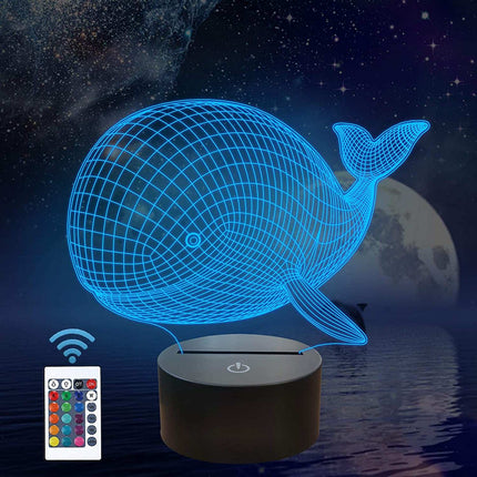 3D illusion natlampe med hval motiv