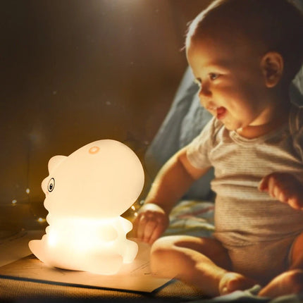 Sød dinosaur LED natlampe i silikone
